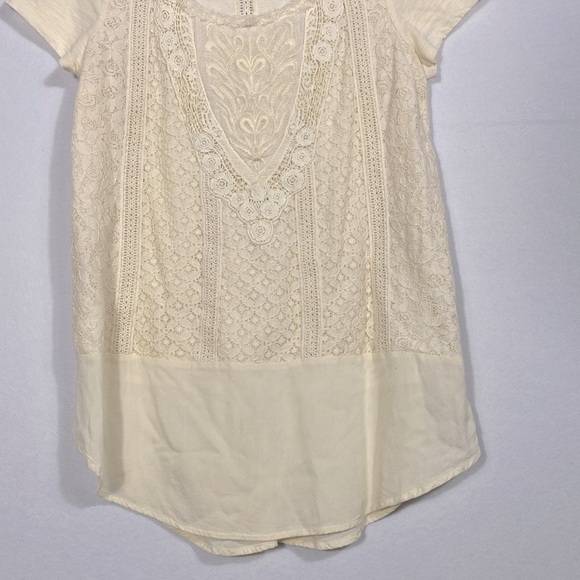 Anthropologie Elegant Cream Lace Women's Tunic Top size large - Picture 8 of 14